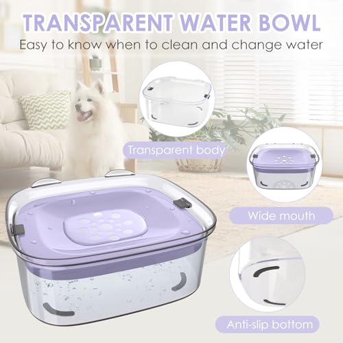 3L No Spill Dog Water Bowl with Slow Drinking Disk