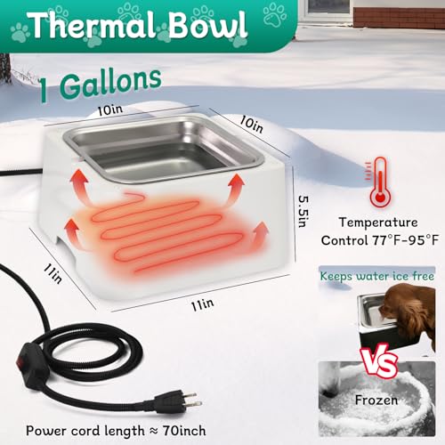 Large Heated Water Bowl for Outdoor Dog & Cat
