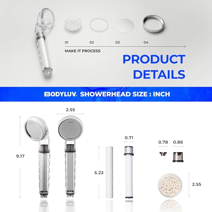 BODYLUV - Puresome Shower Head (Ver.1), Strong Water Pressure Water Saving Vitamin Filter For Bathroom (Handheld Shower Head ONLY, Vita Milk Filter NOT INCLUDED)