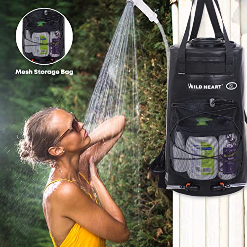 Camping Shower 22L Portable Shower for Camping with Pressure Foot Pump and Hose
