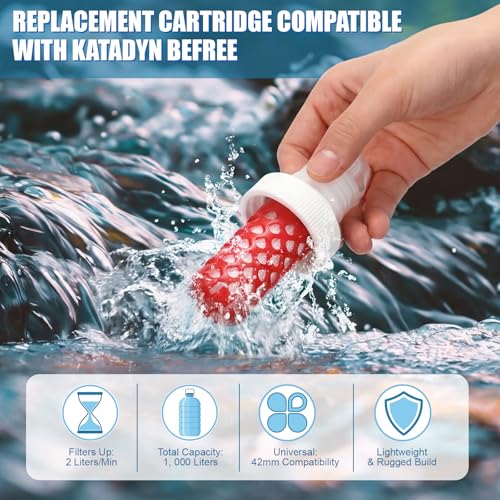 4 Pack Water Filter Replacement Cartridge Compatible with Katadyn BeFree 42mm Openings Wide (4 Count)