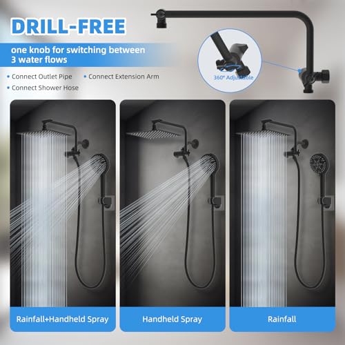 8" Metal Rainfall Shower Head with 10