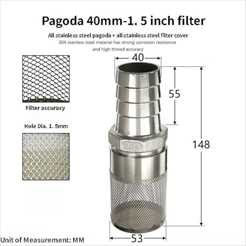 304 Stainless Steel Water Pump Filter Hose End Strainer Barbed Inline Mesh Screen