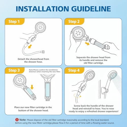 Carbon Shower Filter Compatible with Cobbe Handheld Shower Head (4 Count)
