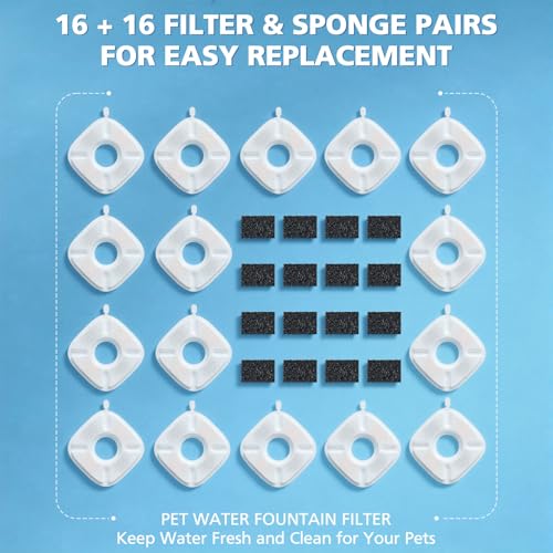 32 Pcs Cat Water Fountain Filters for Veken 95oz 67oz 135oz Pet Fountain (32 Count)