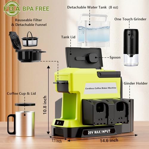Cordless Coffee Maker for Ryobi 18V Battery