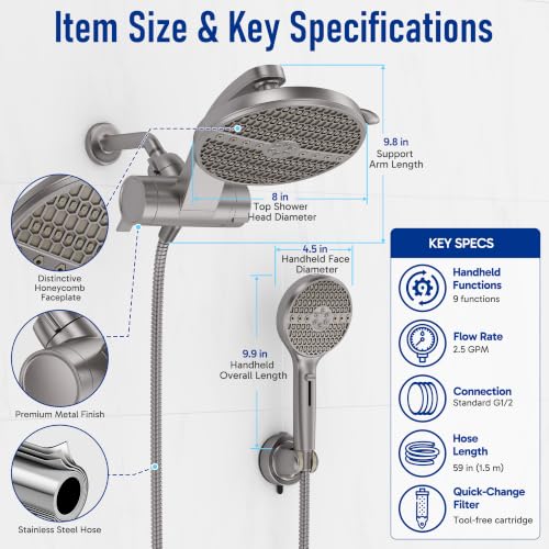 Nickel Filtered Shower Head with Handheld