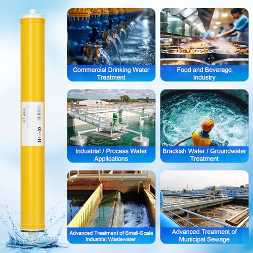 XLE-4040, XLE 4040 Reverse Osmosis Membrane for DOW Filmtec XLE 4040 Membrane Replacement, 2600GPD, TDS≤1000ppm, Salt Rejection 99%, 4 x 40 RO Membrane for Commercial, Industrial, NSF Certified
