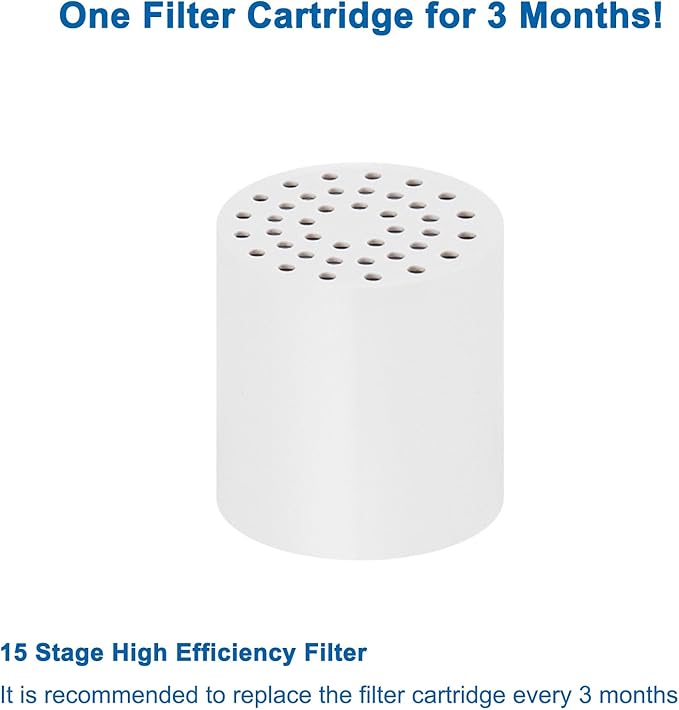 NearMoon 15 - Stage Replacement Cartridge Universal High Output Shower Filter with VC, Reduce Hard Water, Heavy Metal Impurity, Improve Skin & Hair, Fit Any Similar Filter (4 pack)