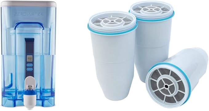 ZeroWater 22 Cup Water Filter Dispenser + 3 Replacement Filters
