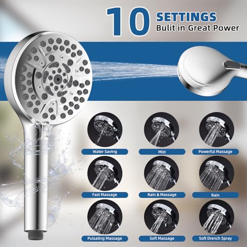 12" Metal Rainfall Shower Head with 10
