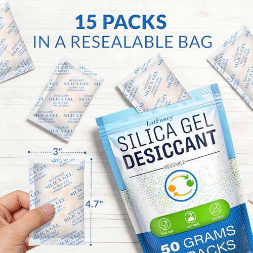 Silica Gel Packets 50 Gram 15 Pack