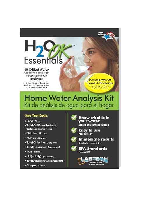 H2O OK Essentials Water Test Kit, Includes 10 Tests, Self Test for Lead, Copper, Chlorine, Nitrates, Nitrites, Iron,& More; Offers Longest Shelf Life and Most Accurate Self Testing