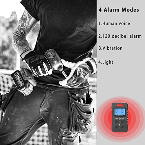 4 Gas Monitor Rechargeable Portable Gas Detector H2S O2 CO and LEL Multi Gas Monitor Professional Gas Sniffer with LCD Display Sound Light Vibration Alarm Mode