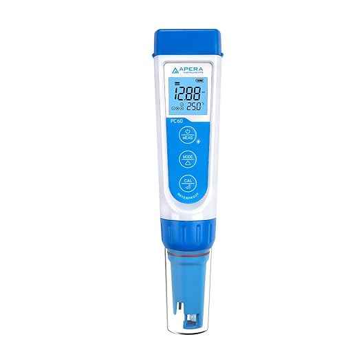 APERA INSTRUMENTS AI316 Premium Series PC60 5-in-1 Waterproof pH/EC (Conductivity) /TDS (ppm) & LLC-AI1109 8oz. pH Calibration Buffer Solution Kit (pH 4.00, 7.00 & 10.01)