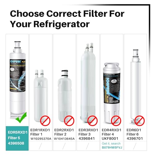 PLUS NSF53&42 Refrigerator Water Filter Replacement for Whirlpool 4396508 4396510 (4 Count)