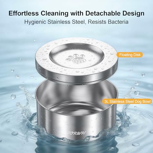 304 Stainless Steel Dog Water Bowl No Spill (101 Fl Oz)