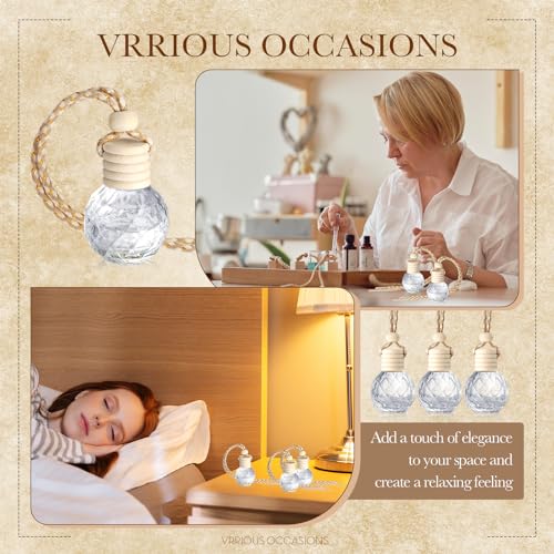 50 Pcs Hanging Car Air Freshener Car Diffuser Bottles Empty Glass Perfume Bottle Freshener Diffuser Bottle Pendant for Essential Oil Fragrance Aromatherapy Ornament (50 Count)