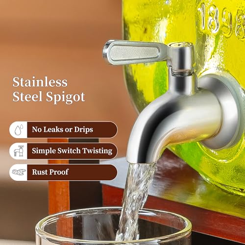 2 Gallon Drink Dispenser with Acacia Wood Stand and Lid