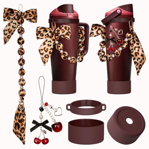 5Pcs Black Cherry Accessories for Owala with Boots