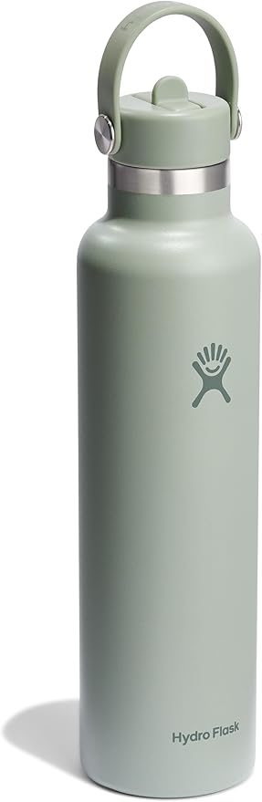 Hydro Flask Water Bottle - Insulated Stainless Steel - Straw Lid, Non Spill, Leakproof 24 Oz Agave Green
