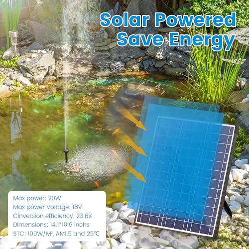 20W Solar Pond Filter Fountain for Outdoor Koi Pond