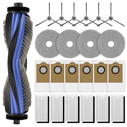 23 Pack) M3 Replacement Parts Compatible with Lefant M3 Robot Vacuum Cleaner, 1 Roller Brush, 6 Side Brushes, 6 Dust Bags, 6 HEPA Filters with Foam Filters, 4 Mop Pads, Accessories Kit (23 Count)