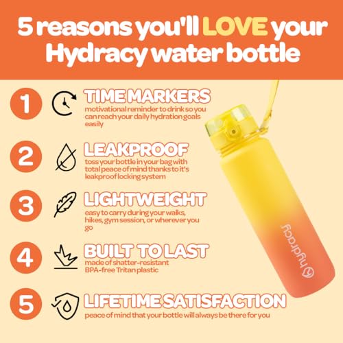 Motivational Water Bottle with Time Marker & Fruit Infuser 32 oz