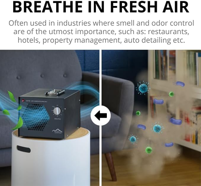 Ozone Air Purifier Cleaner for Commercial use or Home – Professional Odor Eliminator with 60-minute timer for Large Spaces – Reliable Air Sanitizer for Homes, Offices & Commercial Use