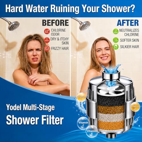 Shower Water Filter for Hard Water with 6 Replacement Cartridges (6 Count)