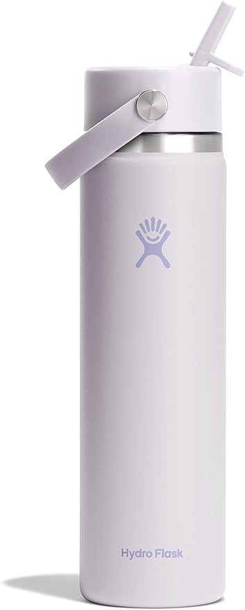 Hydro Flask Water Bottle - Insulated Stainless Steel - Wide Straw Lid, Non Spill, Leakproof in 24 Oz Cloud Pink
