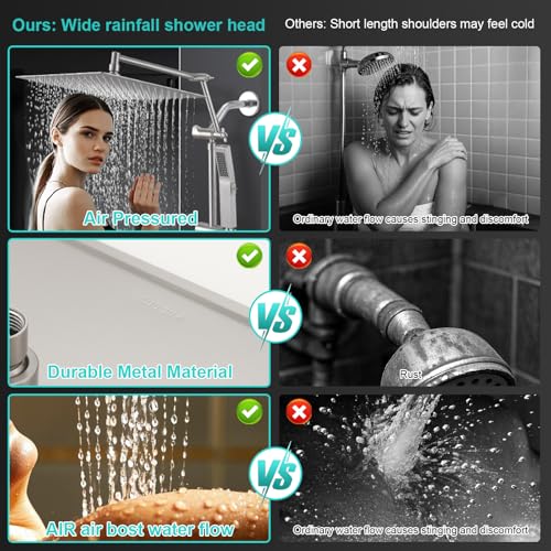All Metal 12 Inch Rain Shower Head with Handheld Spray Combo