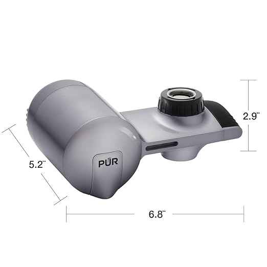 PUR Plus Horizontal Faucet Mount Filtration System with 3-in-1 Lead Reducing Filter, Water Filter for Sink, Lasts 100 Gallons, Compatible with Sinks with External Aerators, Metallic Grey