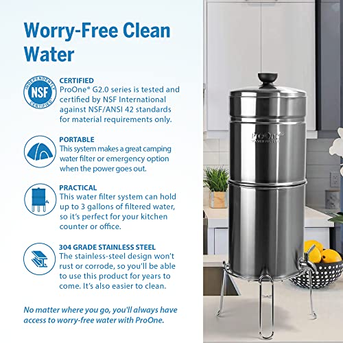 Big+ Gravity Water Filter System High Capacity Countertop Stainless Steel Water Filter Dispenser IAPMO Certified to Reduce Lead