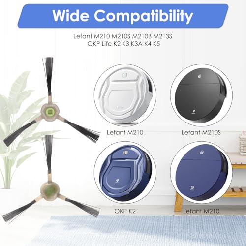 5 Pack) M210 Replacement Side Brushes Compatible With Lefant M210B, M213S, M210S, M210, M213, M210 Pro, M210P, OKP Life K2, K3, K3A, K4, K5, Robotic Vacuum Cleaner, Side Brush Kit, Accessories Kit (5 Count)