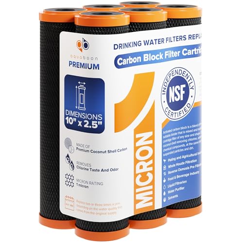 Premium 1 Micron Carbon Block Water Filter 10" x 2.5" (6 Count)