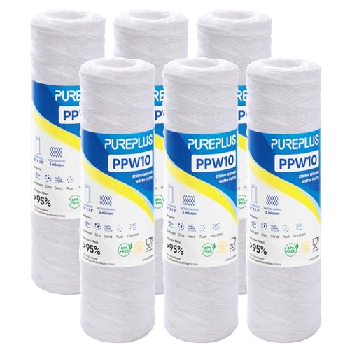 5 Micron 10"x2.5" Whole House String Wound Sediment Filter for Well Water (6 Count)
