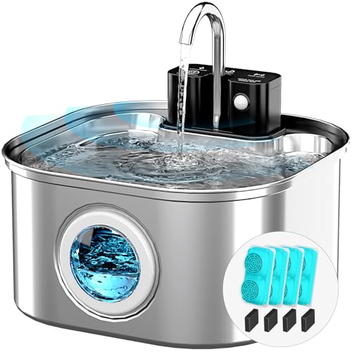 3.2L 108oz Wireless Stainless Steel Cat Water Fountain