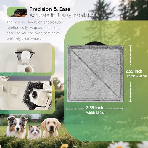 Cat Water Fountain Replacement Charcoal Filter Square (6 Count)