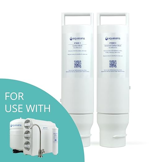 Aquasana SmartFlow™ Reverse Osmosis Water Filter Stage 1 and Stage 3 Replacement Carbon and Advanced Claryum Filters Last 6 Months - Not Compatible with OptimH2O - Replacements only