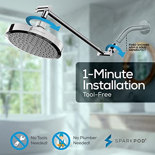 6" Round Rain Shower Head with 16" Shower Arm