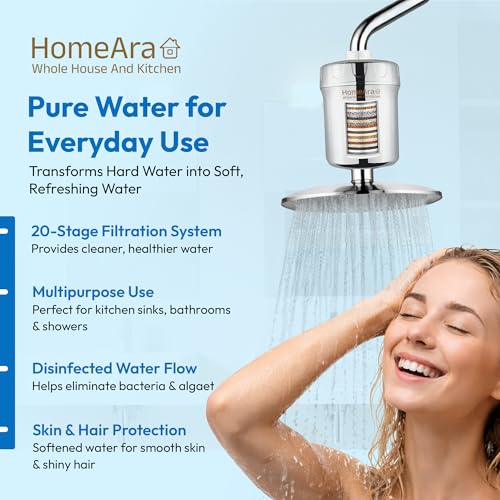 20 Stage Shower & Tap Water Filter for Hard Water Removes Chlorine