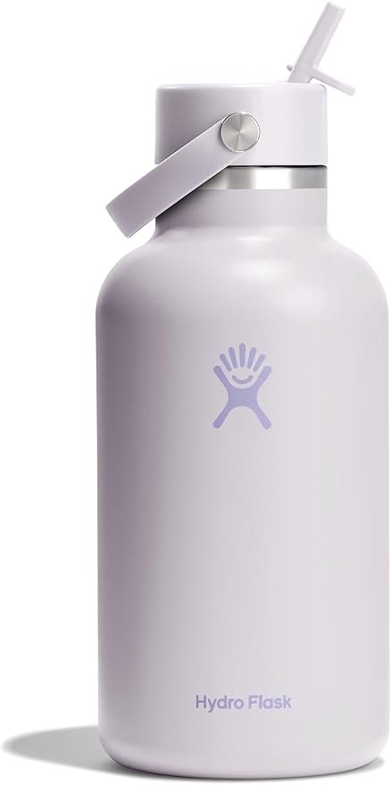Hydro Flask Water Bottle - Insulated Stainless Steel - Wide Straw Lid, Non Spill, Leakproof in 64 Oz Cloud Pink