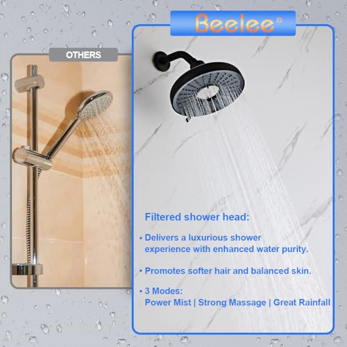 Filtered Rain Shower Head Hard Water Softener 18 Stage Black