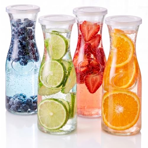Mini Glass Carafes with Lids (4 Count)