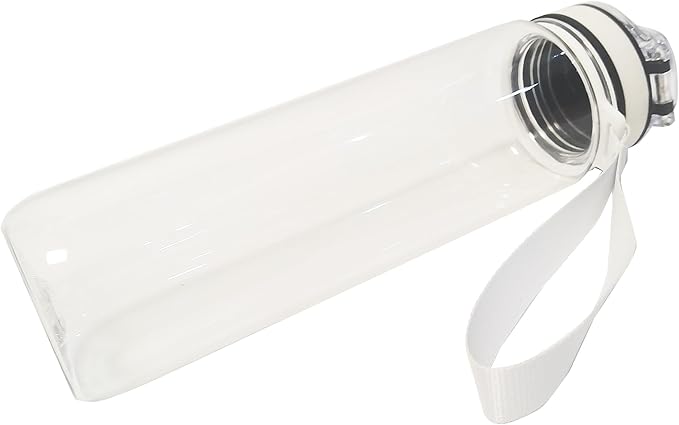 Tritan Clear Water Bottle | No Markings 32oz Sports Water Bottle | Leak Proof Re-Usable Flip Top Plastic Drinks Bottles for School, Office, Gym, Cycling, Exams (Clear-32oz)