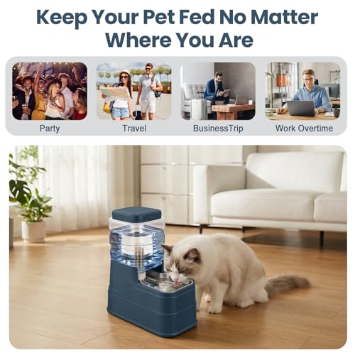 Automatic Cat Water Dispenser Gravity Stainless Steel Water Feeder Dog Waterer Feeder with Wide Mouth Bowl for Small Medium Dog Puppy Kitten