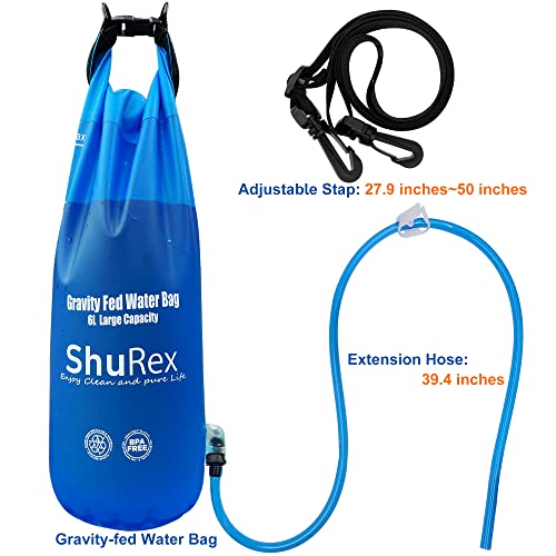 6L Gravity Fed Water Bag for Sawyer Survival Water Filter Straw