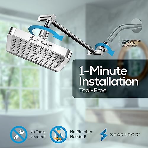 6" Square Rain Shower Head with 11" Shower Arm