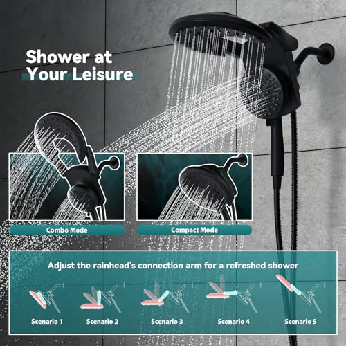 Foldable Rainfall Shower Head 9 Spray Settings